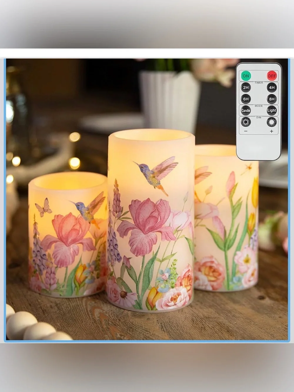 New Open Box Flameless Candles with Remote, Hummingbird Battery Operated Candles